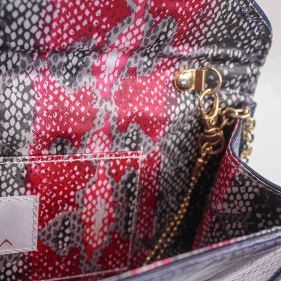 Big Buddha Envelope Clutch Blue Removeable Chain Shoulder Strap Embossed… - Picture 5 of 5